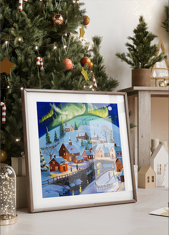 Winter Wonderland Village Under the Northern Lights Plakat