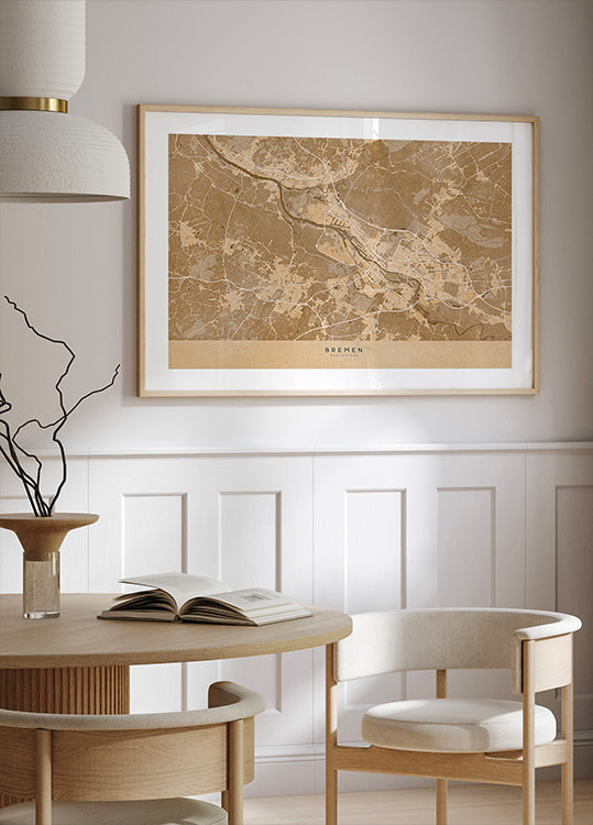 Sepia vintage map of Bremen Germany Plakat