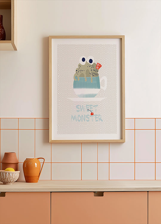 Sweet monster cupcake mint Plakat