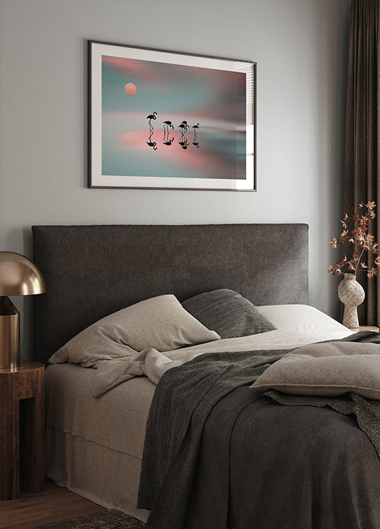 Family flamingos. Plakat