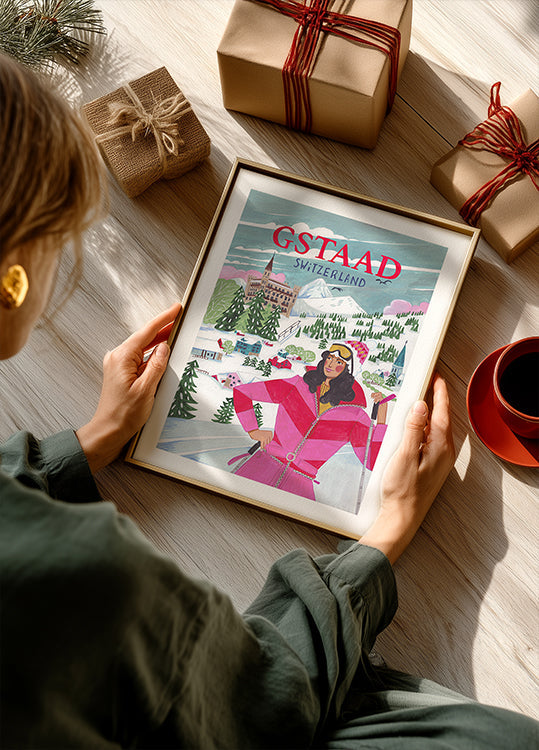 Travel Woman in Gstaad, Switzerland Plakat