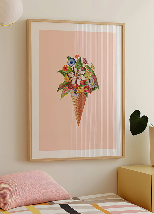 Botanical pink ice cream Plakat