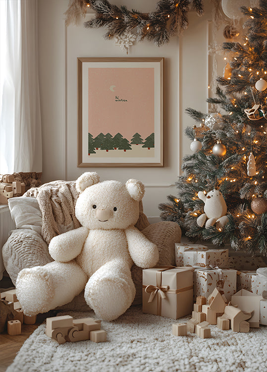 Magical snowfall in the forest Plakat