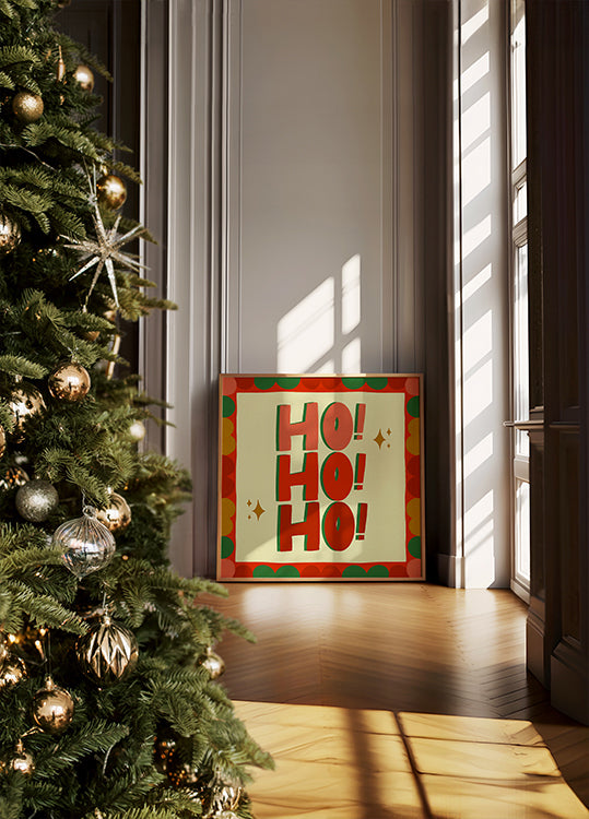 Ho Ho Ho Chirstmas Festive Illustration Plakat