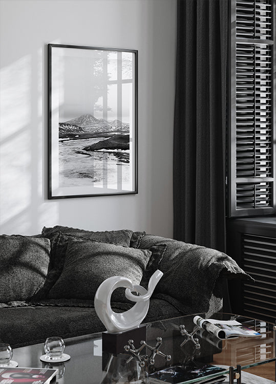 Frozen River Iceland b&amp;w Plakat