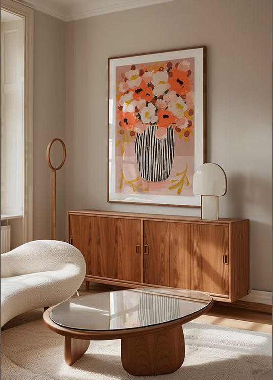 Striped Vase Blooms Plakat