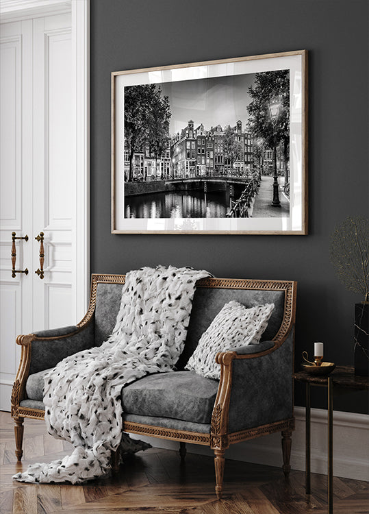 AMSTERDAM Idyllic impression from Singel - Monochrome Plakat