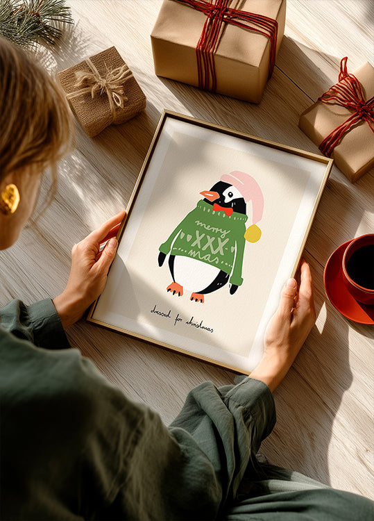 Dressed up for Christmas Festive Penguin Plakat
