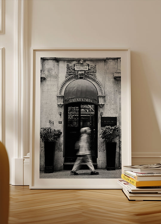 Historic Hotel Entrance Black & White Plakat
