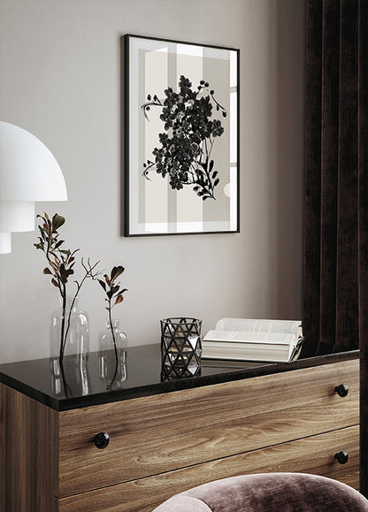 Black Watercolor Blossom Plakat