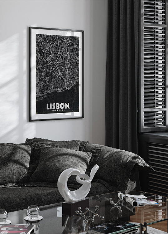 Lisbon Portugal Vintage Travel Map Plakat - Posterbox