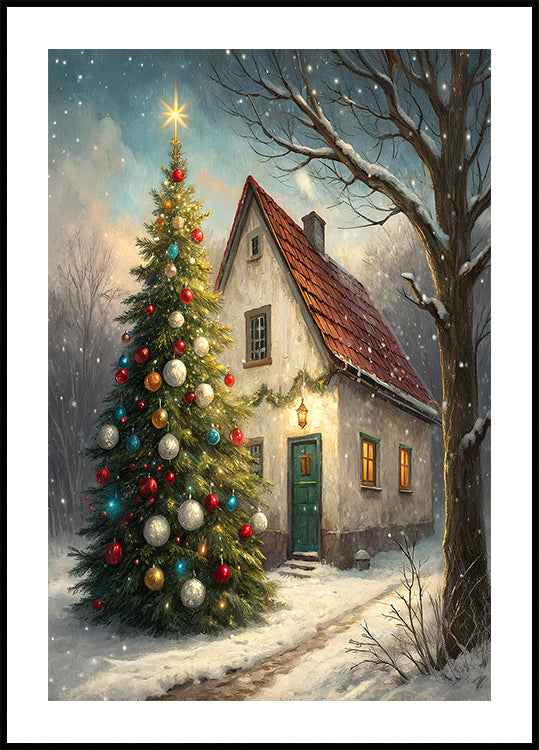 Cozy Christmas Cottage Plakat - Posterbox