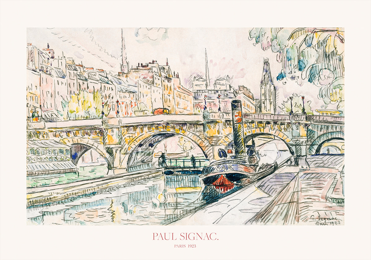 Tugboat At the Pont Neuf, Paris 1923 Plakat - Posterbox