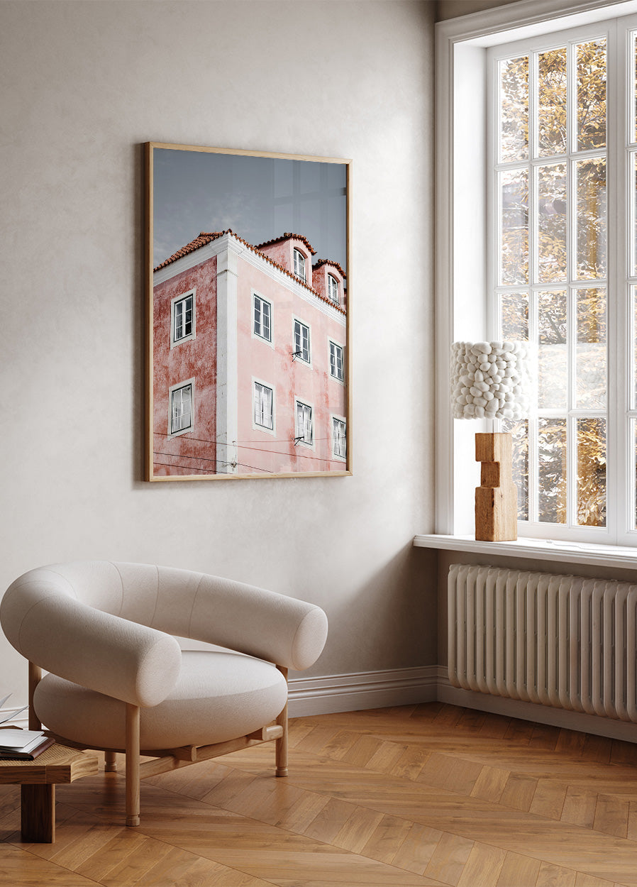 Pink Building in Lisbon Plakat - Posterbox.dk