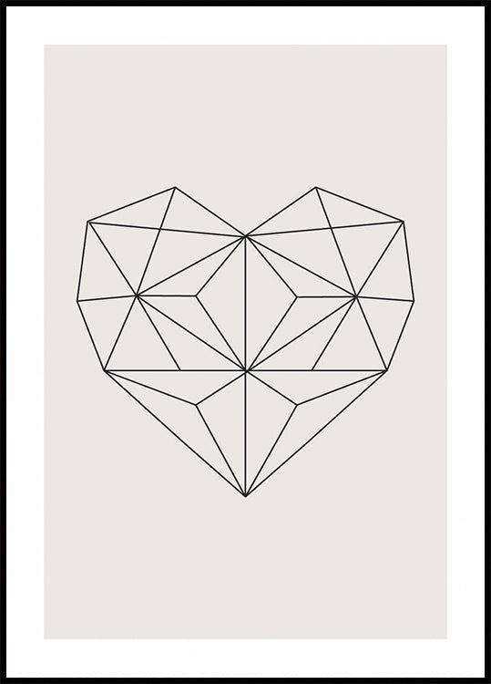 Abstract Geometric Heart Plakat - Posterbox.dk