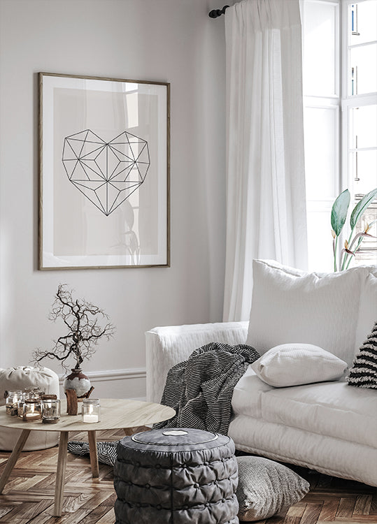 Abstract Geometric Heart Plakat - Posterbox.dk