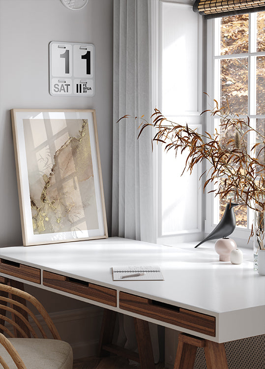 Abstract Gold Splash Plakat - Posterbox.dk