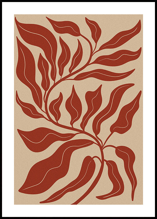 Abstract Red Leaf Plakat - Posterbox.dk