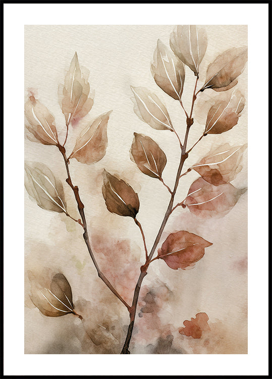 Abstract Watercolor Leaves Plakat - Posterbox.dk
