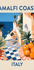 Amalfi Coast Print, Italy Travel Poster, Citrus Terrace Art, Mediterranean Summer Plakat - Posterbox.dk
