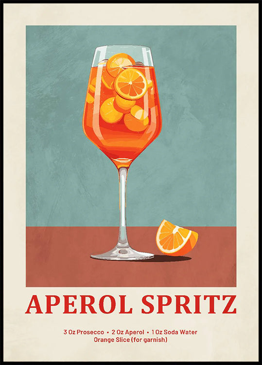 Aperol Spritz Cocktail Recipe Plakat - Posterbox.dk