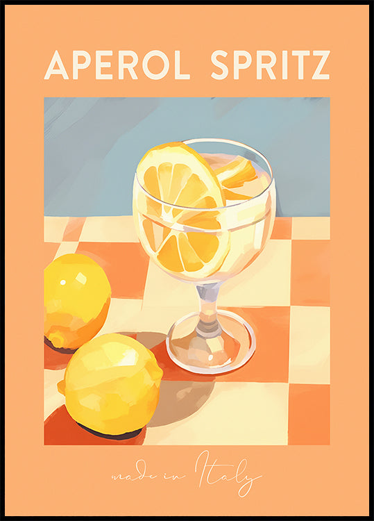 Aperol Spritz Print, Citrus Cocktail art, Italian Summer Drink Plakat - Posterbox.dk