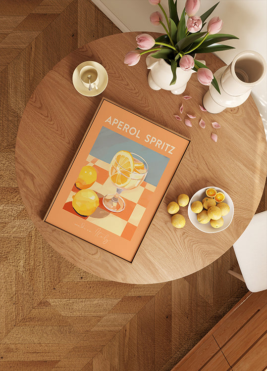 Aperol Spritz Print, Citrus Cocktail art, Italian Summer Drink Plakat - Posterbox.dk
