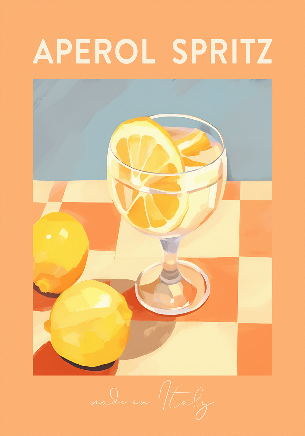 Aperol Spritz Print, Citrus Cocktail art, Italian Summer Drink Plakat - Posterbox.dk