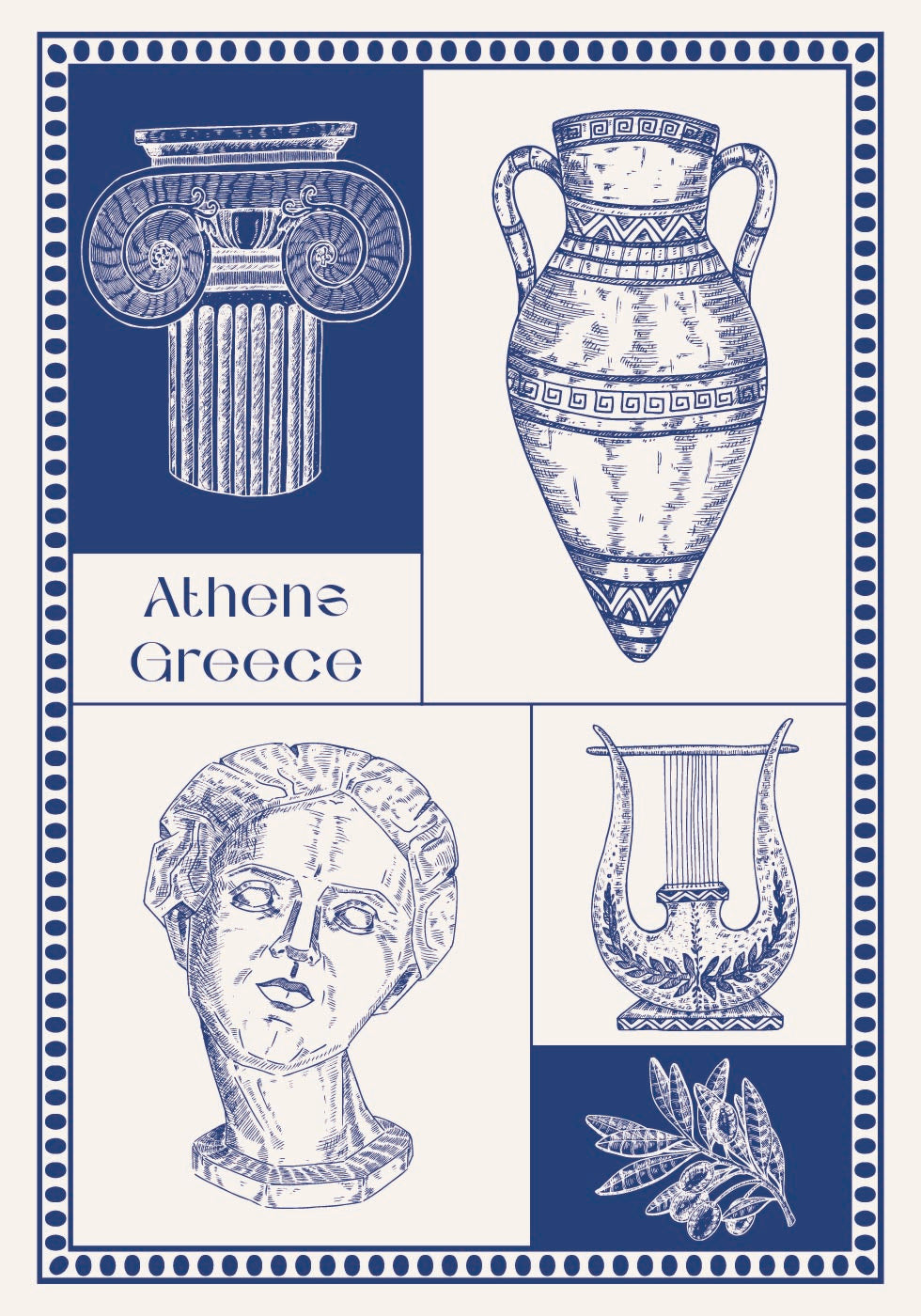Athens Greece Heritage Plakat - Posterbox.dk