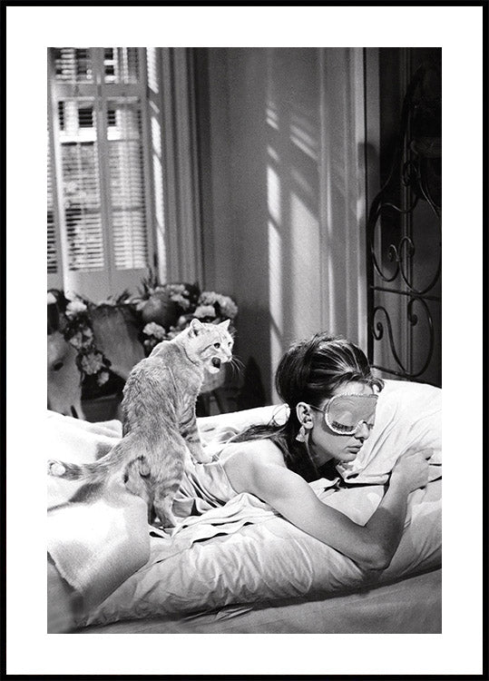 Audrey Hepburn Sleeping With Cat Plakat - Posterbox.dk