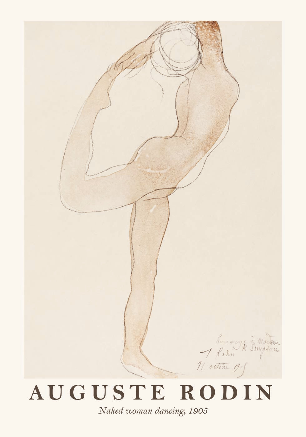 Auguste Rodin, Naked Woman Dancing Plakat - Posterbox.dk