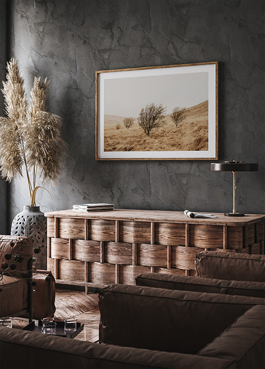 Autumn Grassy Field and Trees Plakat - Posterbox.dk