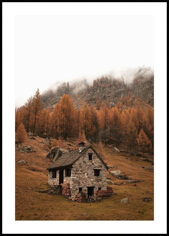 Autumn Mountain Cabin Plakat - Posterbox.dk