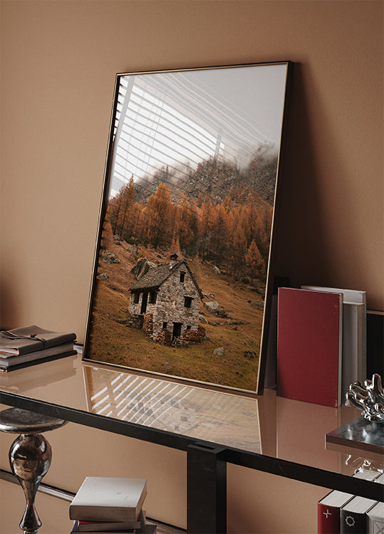 Autumn Mountain Cabin Plakat - Posterbox.dk
