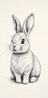 Baby Bunny Sketch, Black And White Rabbit Drawing Plakat - Posterbox.dk