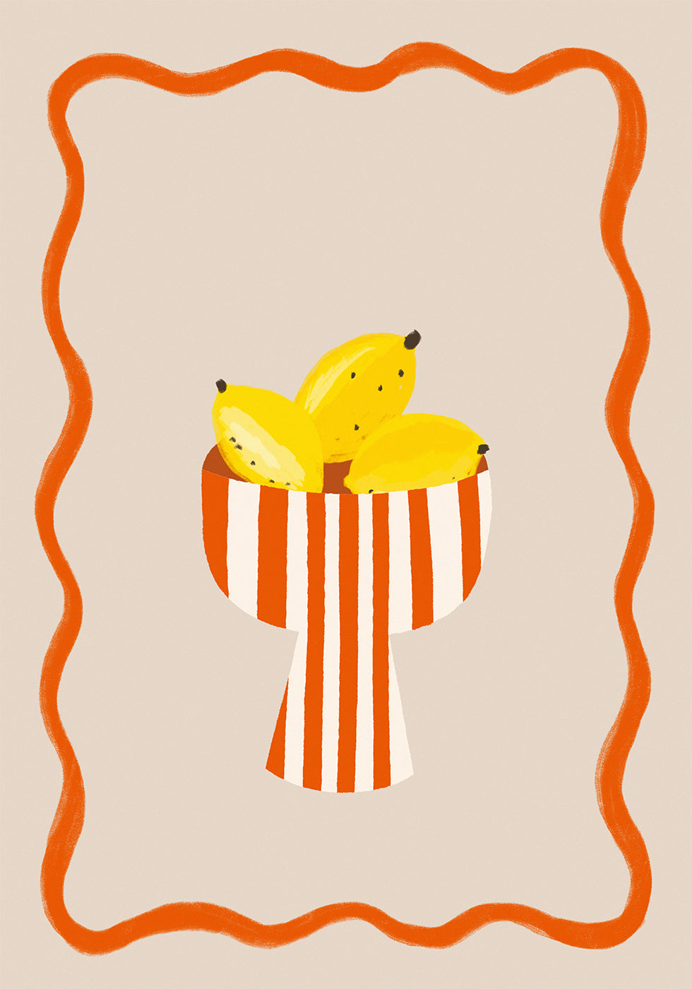 Bananas in Stripes, Modern Minimal Fruit Plakat - Posterbox.dk