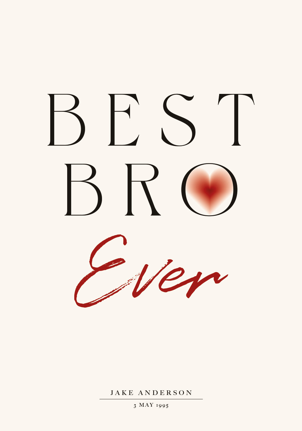 Best Bro Ever Personalized Plakat - Posterbox.dk