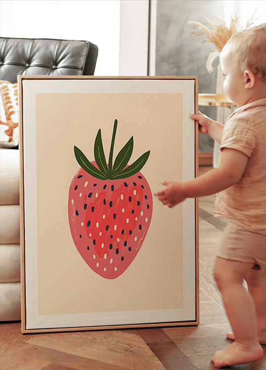 Big Happy Strawberry Plakat - Posterbox.dk