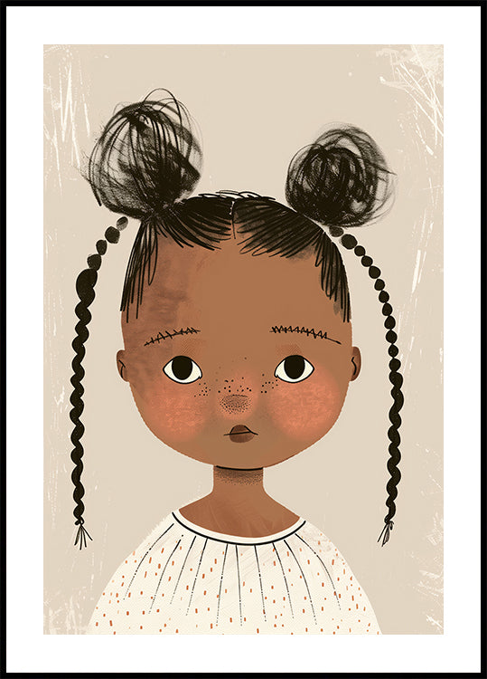 Black girl With Buns And Braids Plakat - Posterbox.dk