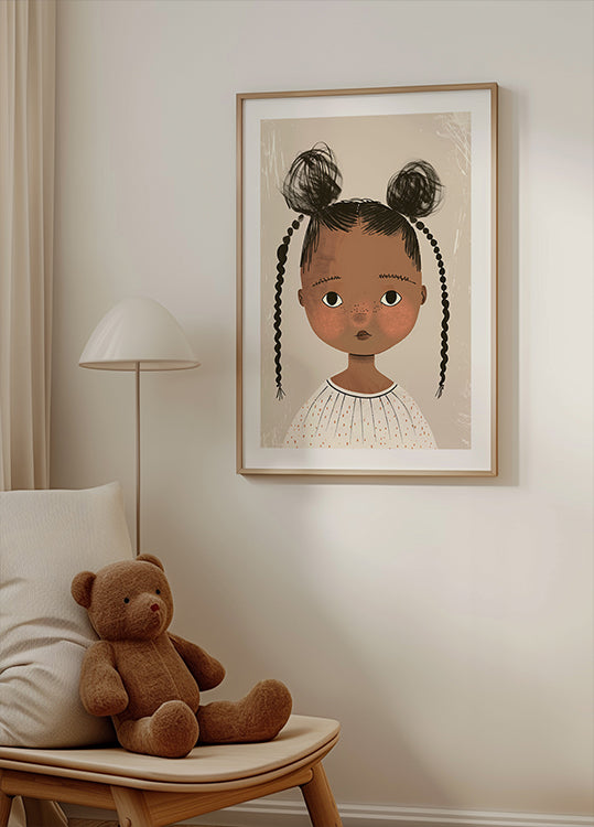 Black girl With Buns And Braids Plakat - Posterbox.dk