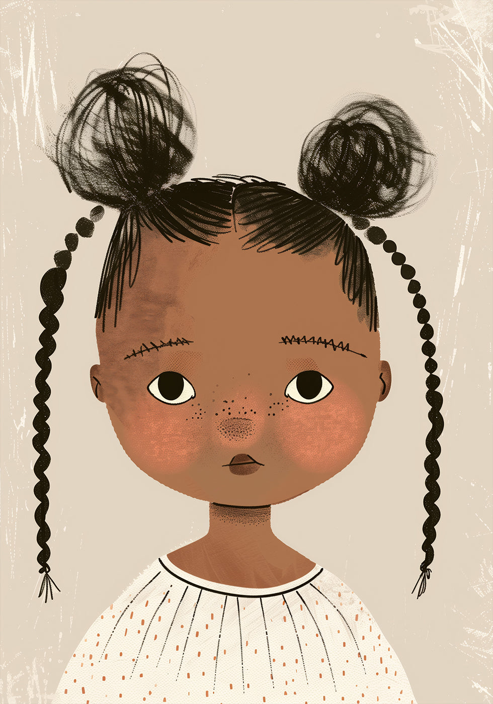 Black girl With Buns And Braids Plakat - Posterbox.dk