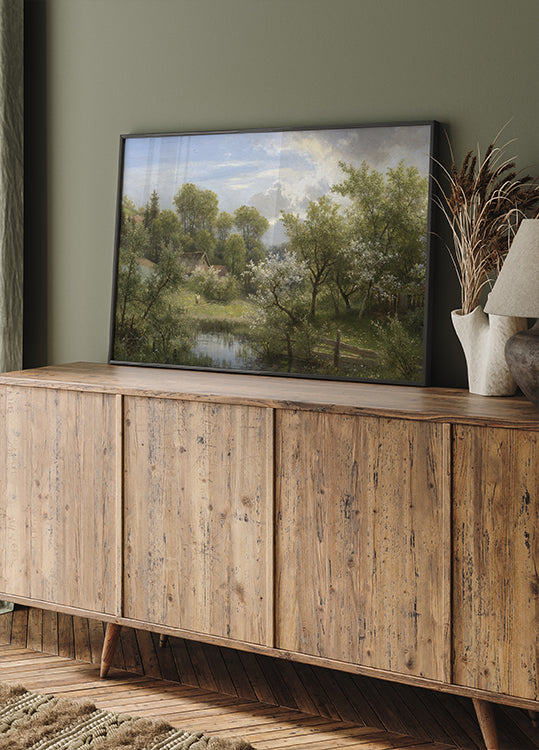 Blooming Fruit Trees near Loschwitz by Eduard Leonhardi Plakat - Posterbox.dk