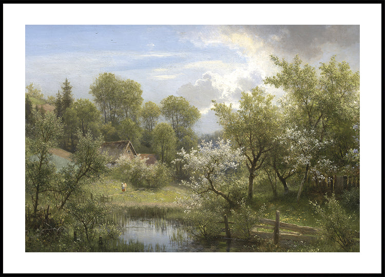 Blooming Fruit Trees near Loschwitz by Eduard Leonhardi Plakat - Posterbox.dk