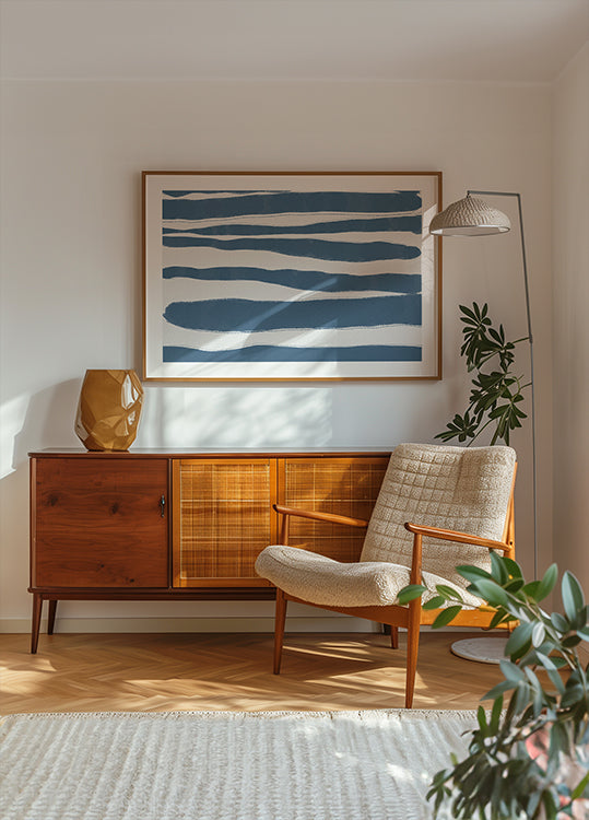 Blue Stripes, Nautical Abstract Pattern Plakat - Posterbox.dk