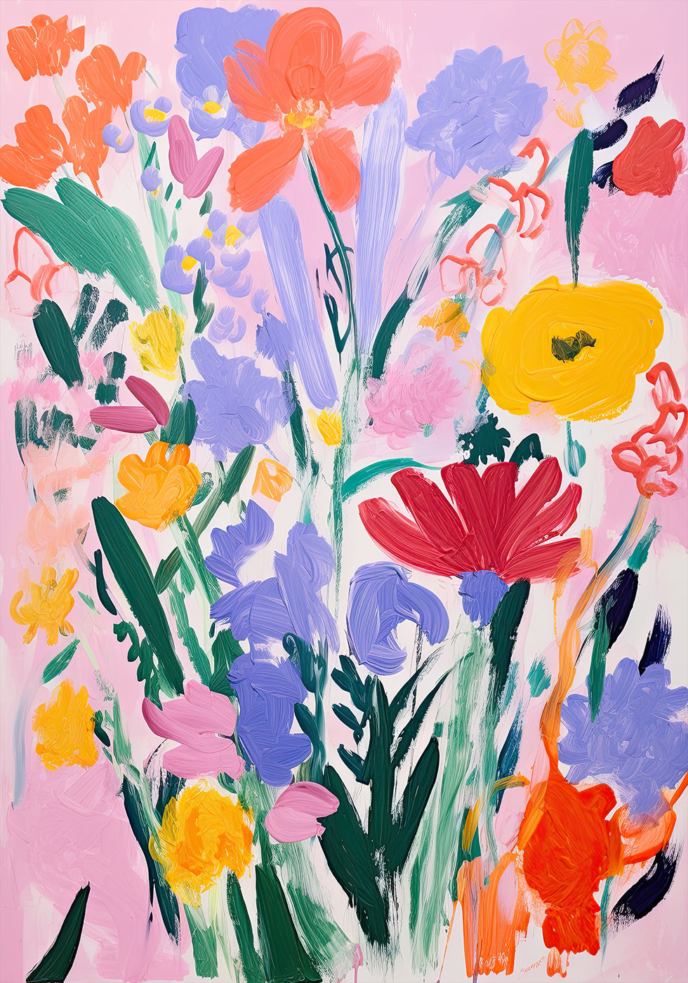 Bold  Wildflower Bouquet Expressive Floral Plakat - Posterbox.dk