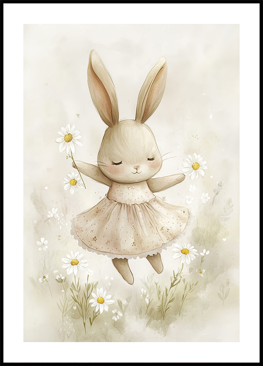 Bunny and Daisies Plakat - Posterbox.dk