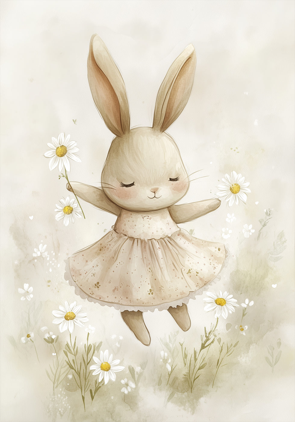 Bunny and Daisies Plakat - Posterbox.dk