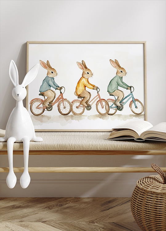 Bunny Bicycle Trio Plakat - Posterbox.dk