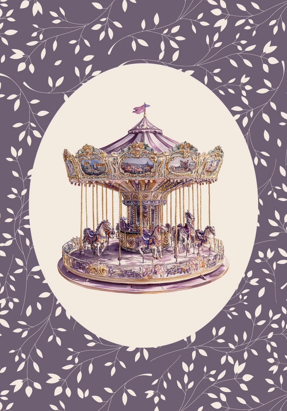 Carousel, Vintage Merry-Go-Round Plakat - Posterbox.dk