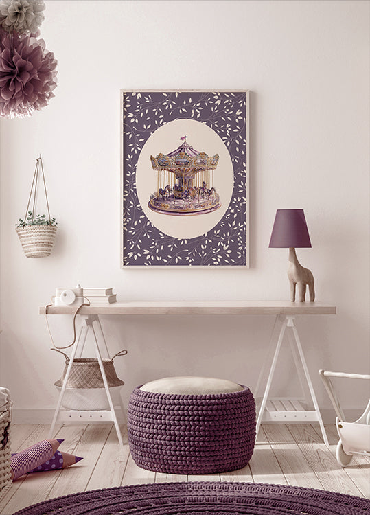 Carousel, Vintage Merry-Go-Round Plakat - Posterbox.dk